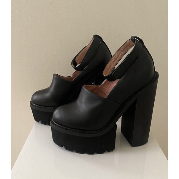 jeffrey campbell SIZE 8 Scully black platform chunky heels shoes - Picture 1 of 8